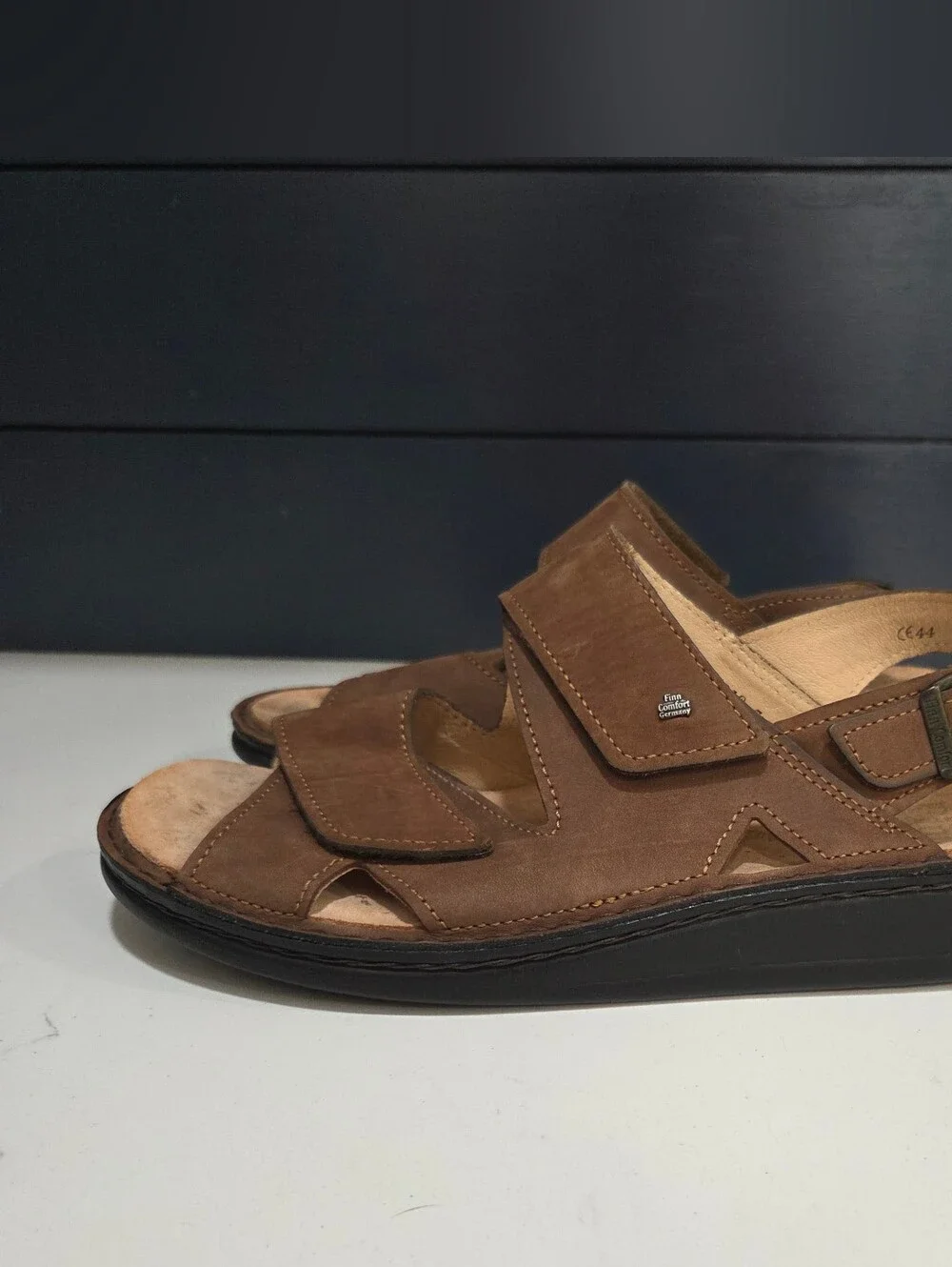 Finn Comfort Leather Comfort Sandals Brown Hook Loop Slingback Germany EU 44